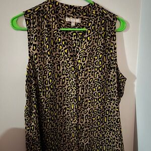 Banana Republic Black and Yellow Animal Print Blouse
